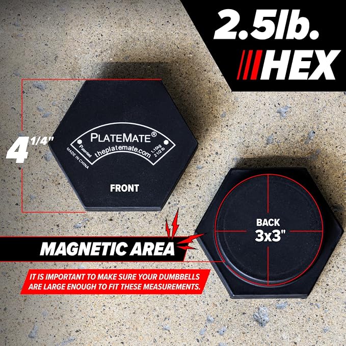 PlateMate Microload Pair Magnetic Weights - Choose Between 1.25 lbs or 2.5 lbs Hex