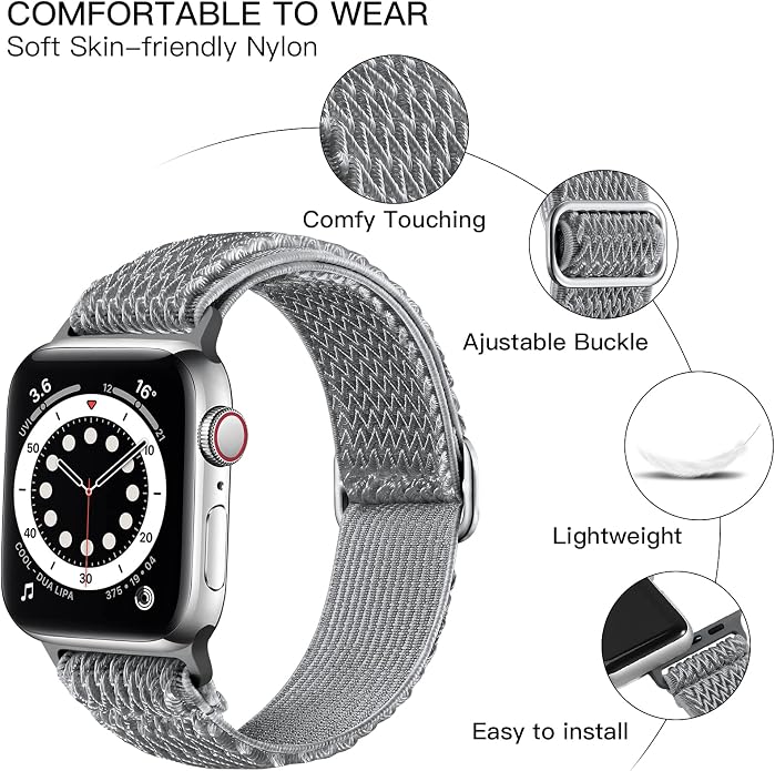 Lerobo Stretchy Nylon Solo Loop Band, Compatible with Apple Watch Series 11 10 9 8 7 6 5 4 3 SE3/2/1 Ultra3/2/1, Adjustable Strap for iwatch Band 44mm 45mm 46mm 49mm 42mm 40mm 41mm 38mm for Women Men