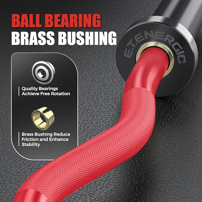 47” Solid Steel Olympic Curl Bars, 500LB | EZ and Super EZ curl bars with knurled grips, rotating sleeves, solid steel build, and 2-inch Olympic plate compatibility