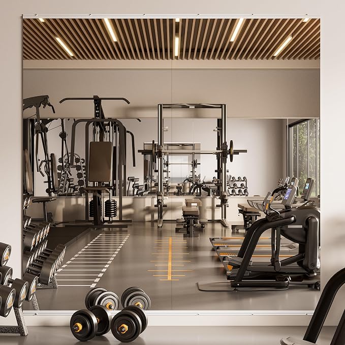 TETOTE Gym Mirrors for Home Gym Wall Large 72" x 36" - 2PCS Workout Exercise Fitness Mirror, Tempered Glass Frameless Full Length Mirror for Garage, Dance Studio, Yoga, Bedroom, Living Room