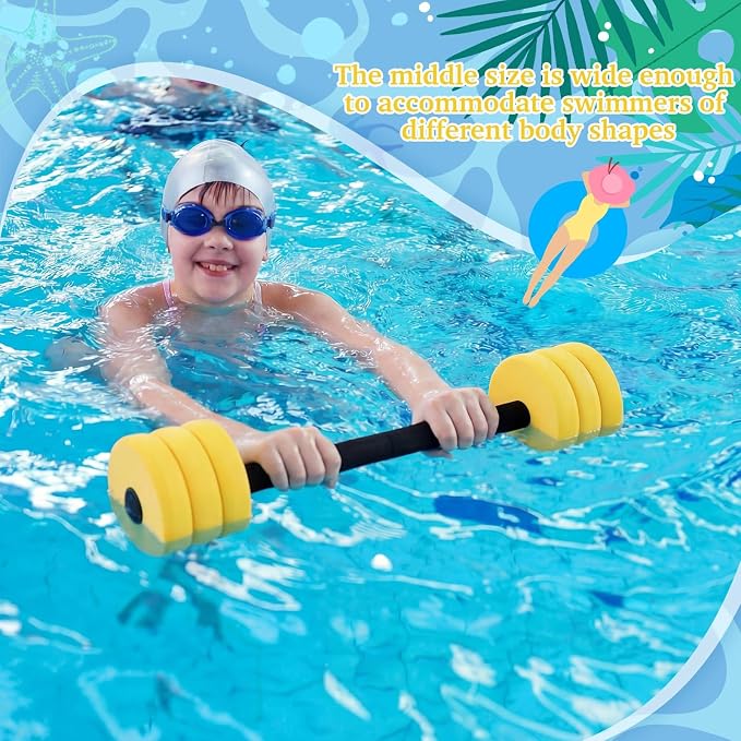 Soulchen Long Aquatic Exercise Dumbbells Pool Exercise Foam Water Weights Dumbbell Aquatic Pool Barbells with High Density EVA Foam for Swim Water Aerobics Workouts Loss