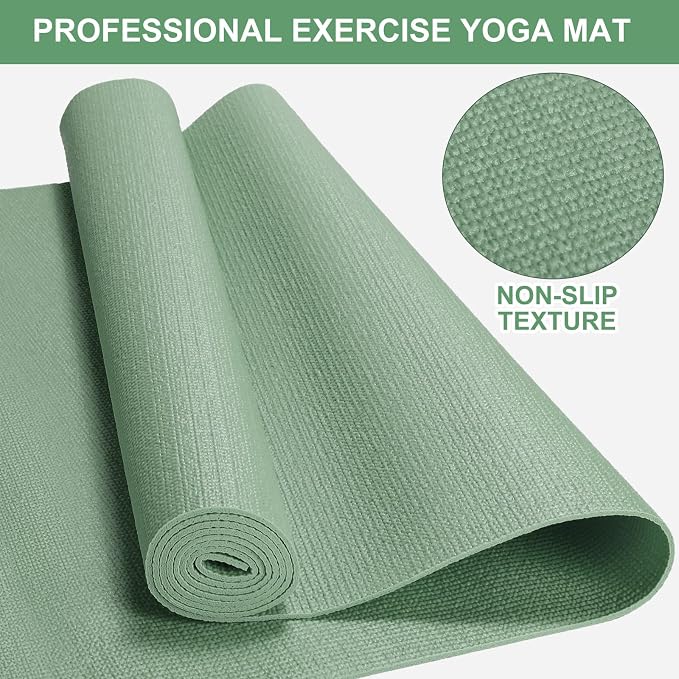 Funtery 3 mm Thin Yoga Mats Bulk, 68 x 24 Inches Lightweight PVC Exercise Mats Non Slip Workout Fitness Pads for Yoga Pilates Stretching Classes Gym Home Studio