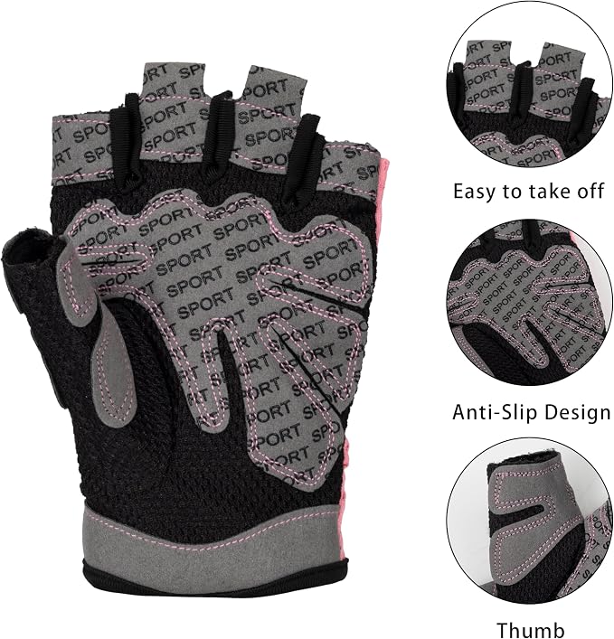 Workout Gloves for Men Women Fingerless Exercise Gloves with Anti-Slip Palm | Weightlifting Gloves for Women,Breathable Gym Cycling Yoga Gloves with Palm Padding