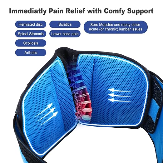 TIMTAKBO Lower Back Brace with Dual-Pulley System Black S/M | Adjustable Lumbar Decompression Belt for Herniated Disc, Sciatica & Scoliosis – High-Support Back Brace for Men & Women
