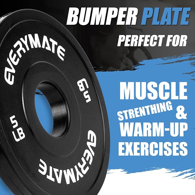 EVERYMATE Change Weight Plates 1.25LB 2.5LB 5LB Set Fractional Olympic Bumper Plates for Cross Training Steel Insert Strength Training