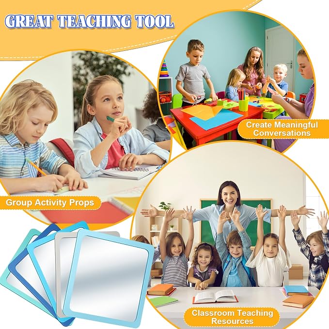 10 Pcs Small Mirrors for Craft 6 x 6 Mirror for Kid,Blue-Gray Colors | Shatterproof Mirrors in Bulk for Kids for Baby School Classroom Craft Chick Bird Brooders Grow out Pens