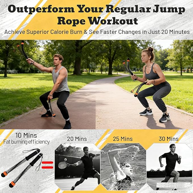 Ropeless Battle Ropes for Home Gym: 2PCS Upgraded Weighted Portable Cordless Battle Ropes for Strength Building, Workout, HIIT and Low-Impact Aerobic Training for Men & Women, Black 2