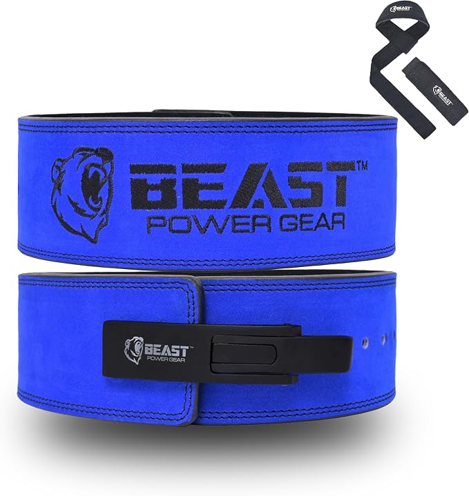 Beast Power Gear Weight Lifting Belt Lever Buckle 10MM 13MM Thick & 4 Inches Free Strap Weightlifting, Powerlifting, Deadlifts, Squats Men Women
