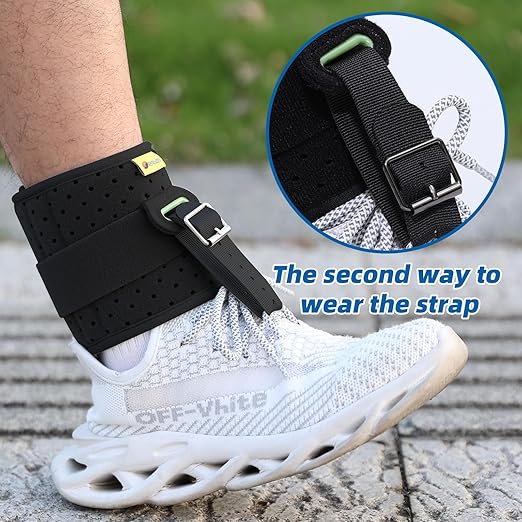 Tenbon Ankle Support Drop Foot Brace Orthosis - Comfort Cushioned Adjustable Wrap Compression For Improved Walking Gait, Prevents Cramps Ankle Sprains (Black)