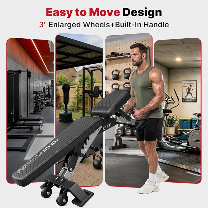 YOLEO Commercial Adjustable Weight Bench 2315LB ASTM Certified – 80% Pre-Assembled Heavy Duty Workout Bench for Home Gym