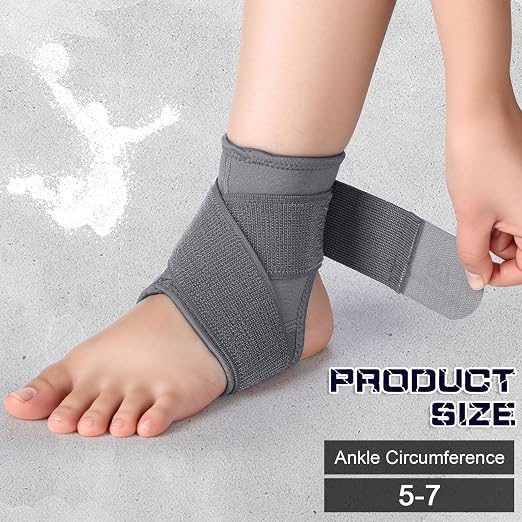 Honoson 2 Pcs Ankle Brace Kid Ankle Support Youth Neoprene Lace up Compression Sleeve Foot Brace Stabilizer with Adjustable Strap for Sport Sprained Plantar Fasciitis Achilles Tendonitis(Grey,M)
