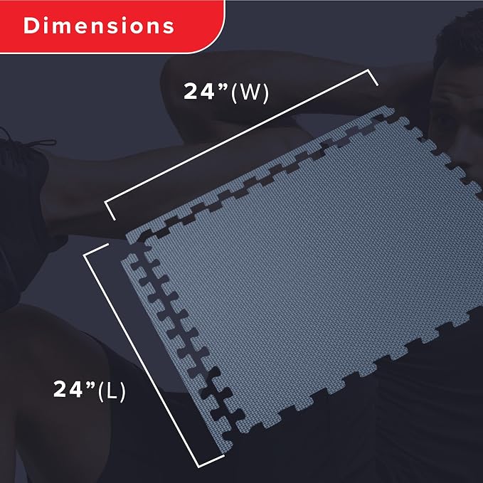 We Sell Mats 1/2" Thick Multipurpose EVA Foam Exercise Floor Mat, Interlocking Tiles, Anti-Fatigue for Home or Gym, 24 in x 24 in, 25 Tiles, Navy