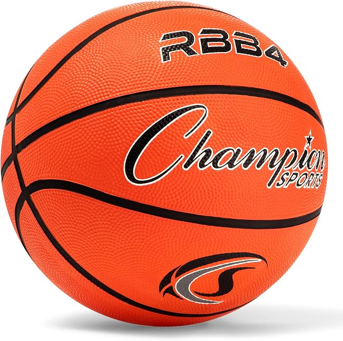 Champion Sports Rubber Basketballs – Durable Indoor & Outdoor Training & Recreational Game Balls, Multiple Sizes & Colors
