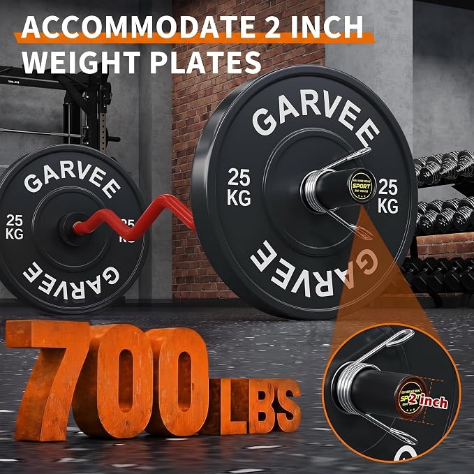 7ft Olympic Barbell for Home Gym, 45lb 2" Weight Bar for Deadlift Weightlifting, Bar, 1000 Lb High-Capacity, Hard Chrome, Knurled Grip, Strength Training Bench Press Squat Presses, Rows, Curl