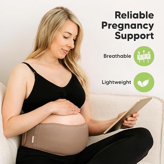 KeaBabies Pregnancy Belly Bands for Pregnant Women,1pk (Warm Tan, M/L) | Soft, Breathable, Maternity Belly Support Band, Easy Adjustable Maternity Belt for Back, Pelvic Support, Comfortable