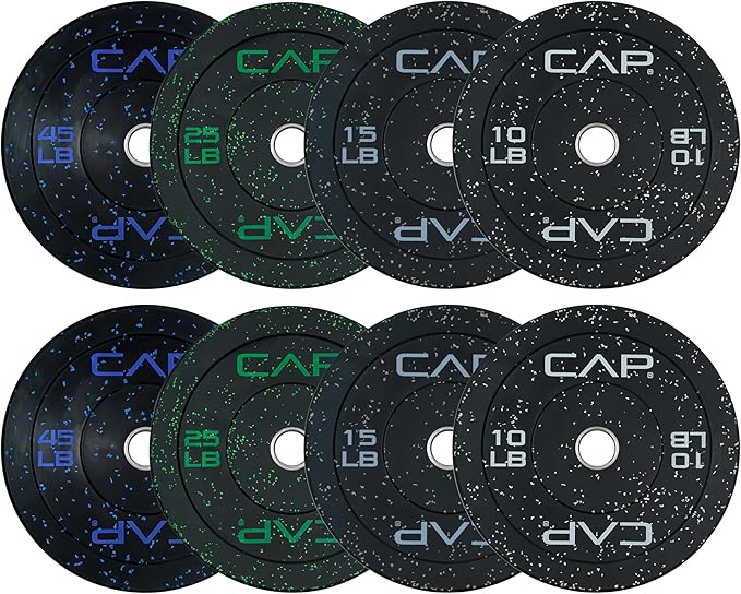 CAP 2-inch Olympic Bumper Plate Weight Set | 100-370 lbs | Multiple Colors | Storage Rack Optional