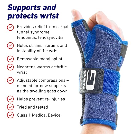 Neo-G Wrist and Thumb Brace, Stabilized - Spica Support For Carpal Tunnel Syndrome, Arthritis, Tendonitis, Joint Pain - Adjustable Compression - Class 1 Medical Device - Left