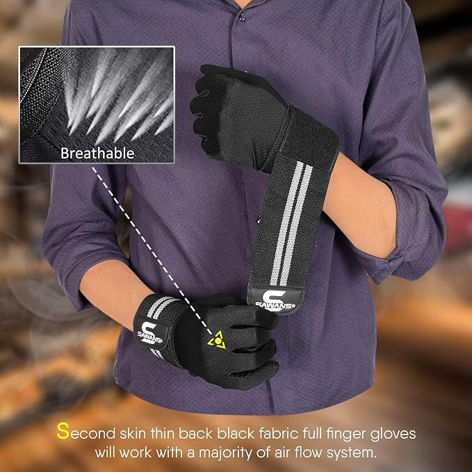 SAWANS Weight Lifting Gloves Gym Workout Fitness Wrist Wrap Support Men Women Fingerless Gloves Full Finger Touchscreen