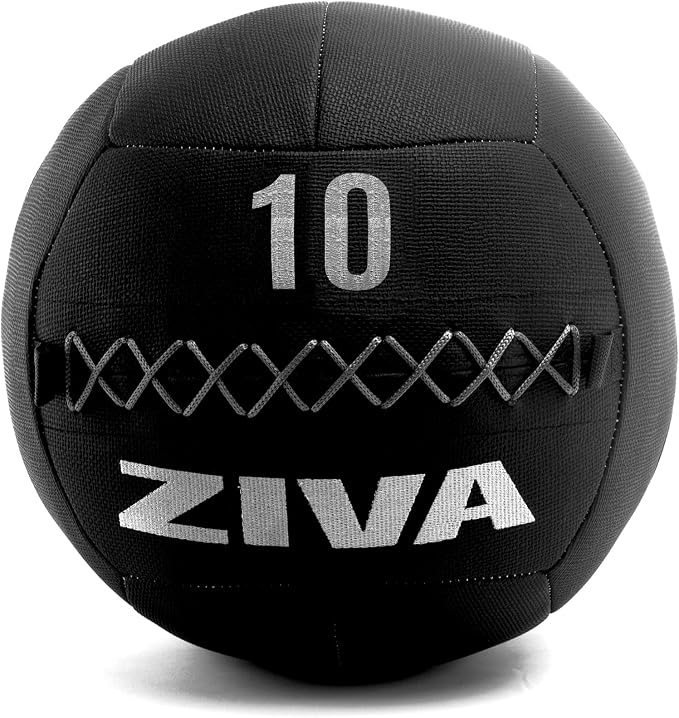ZIVA ZVO Premium Soft Wall Ball - Elite Level, Commercial Grade Textured Synthetic Leather, Hard-Wearing Reinforced Stitching Weighted Medicine Slam for Strength Conditioning Workout - Avail 4-20lbs