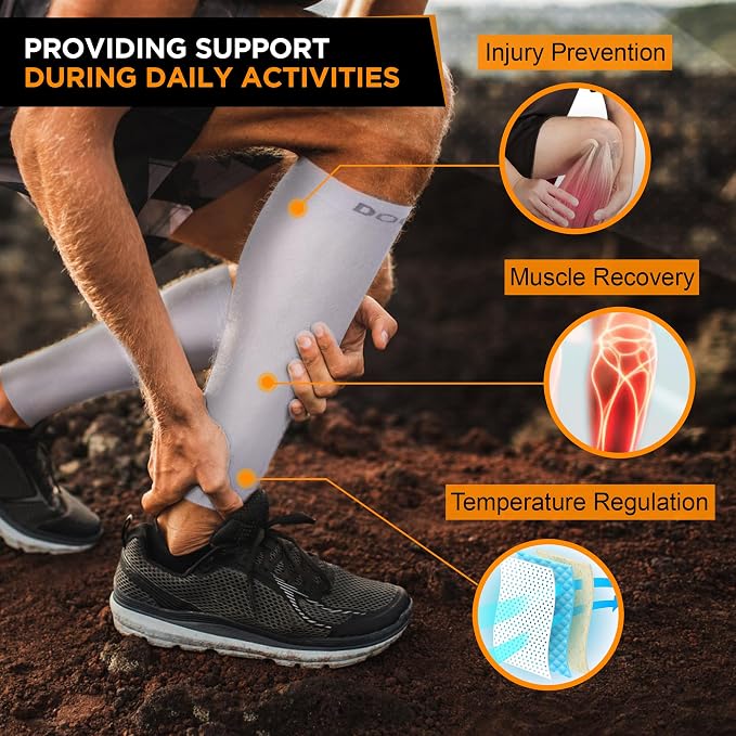Doc Miller Compression Calf Sleeve for Men & Women, 20-30mmHg | Graduated Support for Running, Shin Splints, Calf Strain, Knee High, Small to 6XL Plus Size