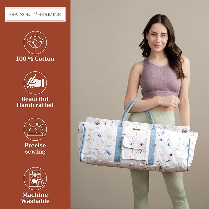 Maison d' Hermine Yoga Mat Duffle Bag Gym Tote Yoga Mat Carry Bag | Cylindrical bag for Woman Men Gifts Adjustable shoulder straps with Drawstring Water Bottle Pocket and zipper pocket