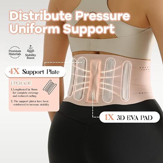 Invisible Back Support Brace,Pink, L(WAIST:31"-36")