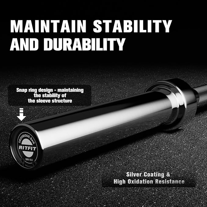 RITFIT Olympic Barbell 4ft/6ft - 2 Inch Weight Bar for Strength Training, Weightlifting, Squat, Deadlift, Bench Press, Curl, Overhead Press - 350lbs/500lbs Capacity