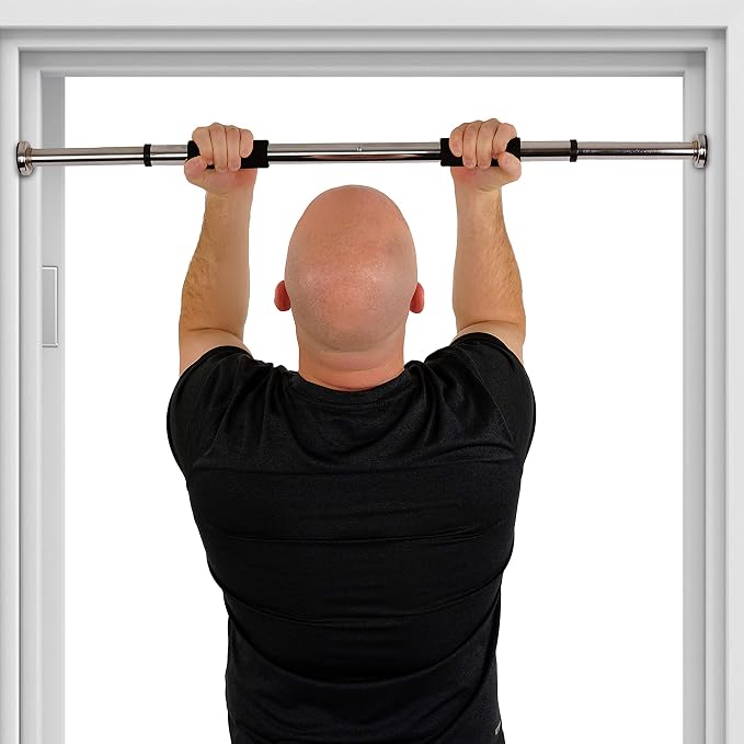Sunny Health & Fitness Adjustable Doorway Chin Up/Pull Up Bar | Adjustable Doorway Fitment, Strong Steel Frame, Foam Padded Handlebars, Anti-Slip Pads, Ideal for Upper Body Workouts
