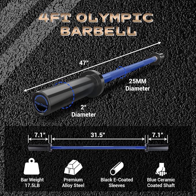 7FT/4 ft Home Gym Barbell Bar – 700LB/1500LB/500LB Capacity, Anti-Slip Knurling, Solid Steel, for Weightlifting, Strength Training
