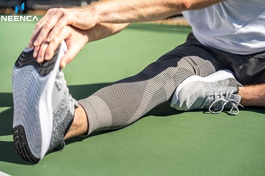NEENCA Compression Leg Sleeve - Long Knee Sleeve, Ultra-thin Leg Sleeve with Graphene Ions Infused Fabric for Knee Pain Relief, Swelling, Arthritis, Poor Circulation, Runner, Sports (X-Large)