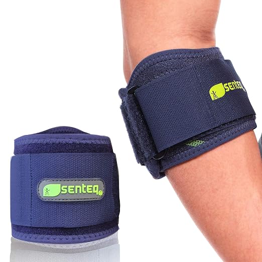 Tennis Elbow Brace: Arm Band for Tennis Elbow, Golfer Elbow and Forearm Support, Neoprene Wraps and Strap, Braces for Men and Women (Blue)