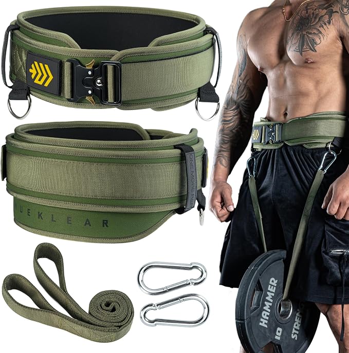 MANUEKLEAR 2-in-1 Weightlifting Belt & Dip Belt with 36.7 IN Rope, Double-Layer Weight Lifting Belts, Powerlifting Gym Weighted Belt for Pull Up Squat