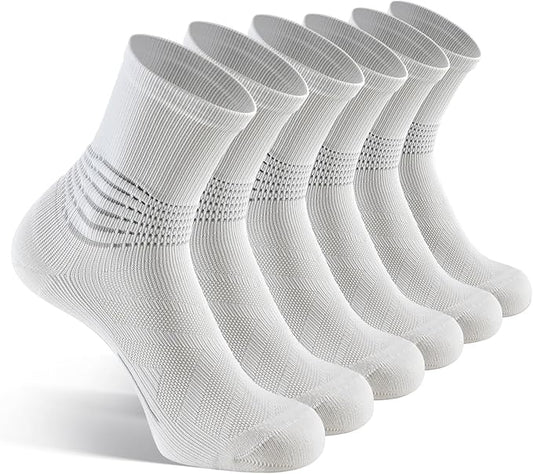 IRAMY Compression Ankle Support Crew Socks Men Women Wicking Plantar Fasciitis Relief Running Hiking Socks 3 Pairs