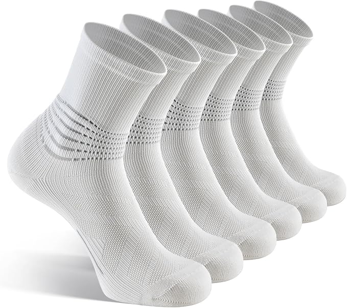 IRAMY Compression Ankle Support Crew Socks Men Women Wicking Plantar Fasciitis Relief Running Hiking Socks 3 Pairs