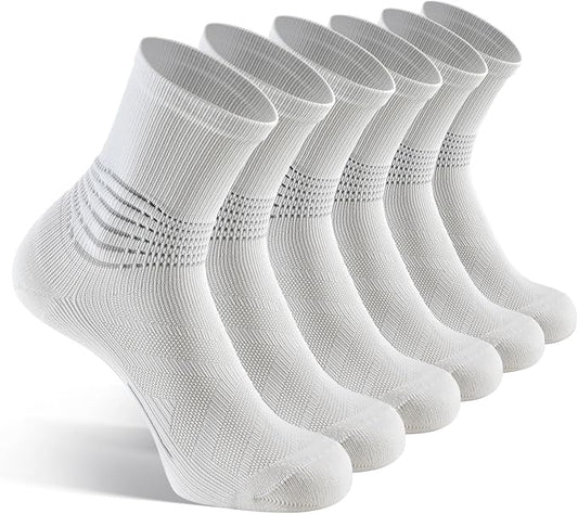 IRAMY Compression Ankle Support Crew Socks Men Women Wicking Plantar Fasciitis Relief Running Hiking Socks 3 Pairs