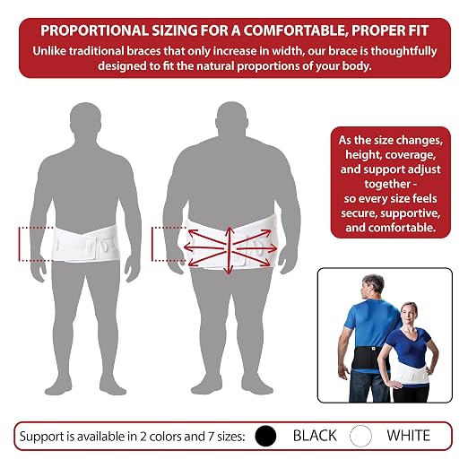 CorFit Back Brace for Lower Back Pain Relief & Lumbar Support Belt, BK, S | CorFit's patented proportional sizing and dual pulls deliver customized compression, posture support, and spinal stability.