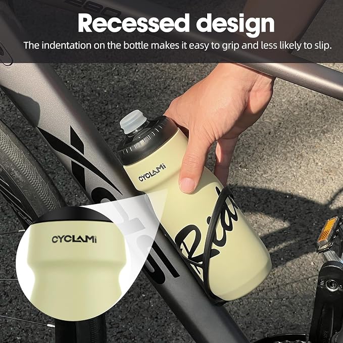 Bike Water Bottle 22oz/650ml Cycling Squeeze Water Bottle BPA Free Leakproof Easy-Squeeze Sports Bottles for Bicycle Gym Camping Hiking Sprout Green