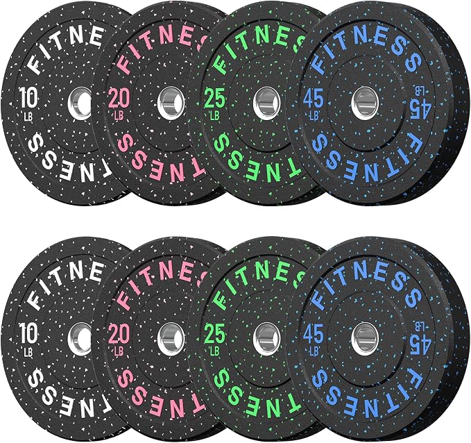 HANDBODE 2-Inch Weight Plates High Bounce, Olympic Bumper Plate Set 45/100/160/190/260/300lb, Colored Weight Plates Set for Home Gym, Barbell Weights Rubber Strength Training Plate for Weight Lifting