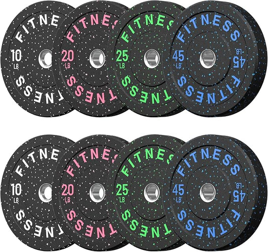 HANDBODE 2-Inch Weight Plates High Bounce, Olympic Bumper Plate Set 45/100/160/190/260/300lb, Colored Weight Plates Set for Home Gym, Barbell Weights Rubber Strength Training Plate for Weight Lifting