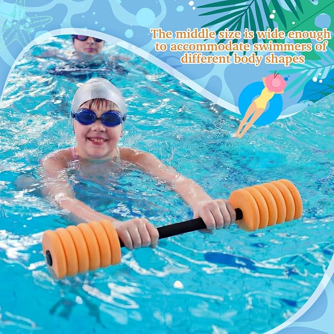 Soulchen Long Aquatic Exercise Dumbbells Pool Exercise Foam Water Weights Dumbbell Aquatic Pool Barbells with High Density EVA Foam for Swim Water Aerobics Workouts Loss
