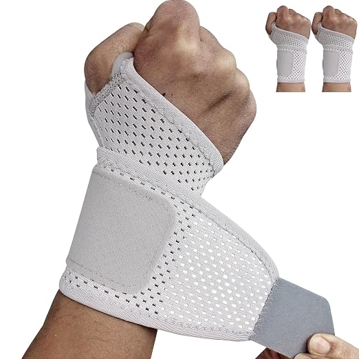2 Pack Ultra-Thin Mesh Wrist Brace - Breathable Compression Wrist Support for Workouts & Daily Use - Adjustable Wrist Strap - Unisex Wrist Brace for Pain Relief, Tendonitis, Carpal Tunnel (Gray)