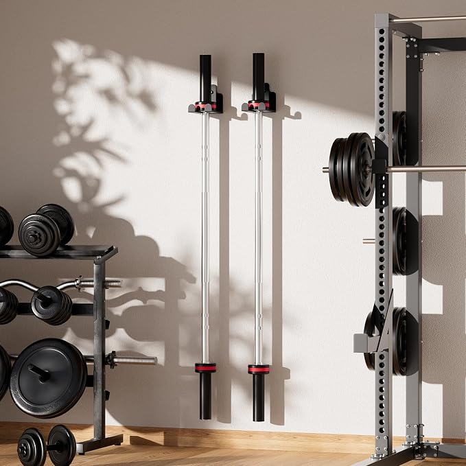 XZHXFX Barbell Wall Holder,Barbell wall Mount Hanger, | Garage Gym Bar Wall Rack,Vertical Olympic Hanger wall Mount Rack,Space Saving Gym Accessory,Holds Under 33mm Bar