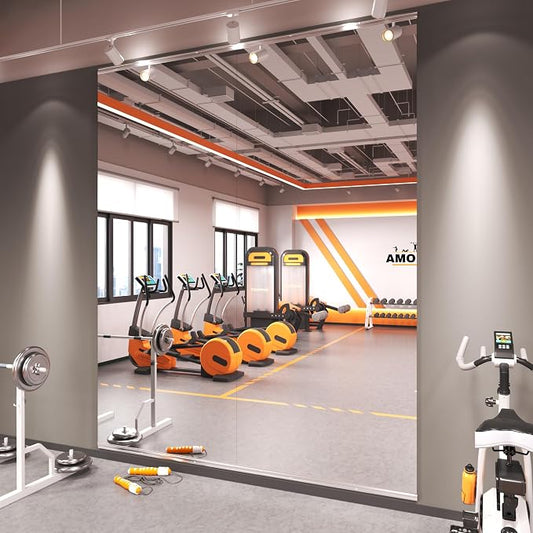 Amorho 95''x40''(Each) Gym Mirror Home(2PCS) | Tempered Glass, Frameless Full Body Mirror for Home, Yoga Studios, Dance Rooms, Garage Gyms.