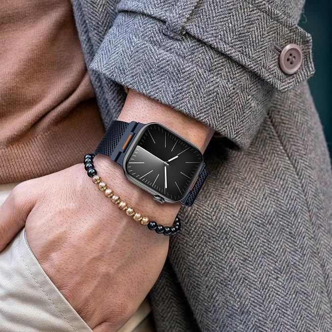 Bands Compatible with Apple Watch Ultra 3/2/1 Band 49/46/45/44mm | Milanese Loop Magnetic Stainless Steel Strap for iWatch Ultra SE 3/2/1 Series 11 10 9 8 7 6 5 4 3 2 1 Men, Dark Blue