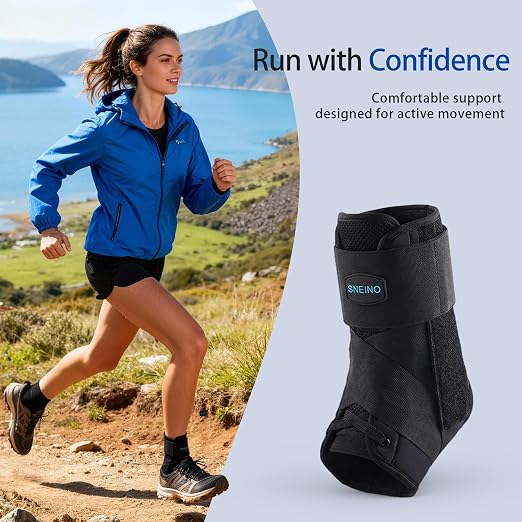 Ankle Brace Lace Up for Women & Men Side Stabilizers for Sprains, S | Breathable fabric, adjustable fit, support for Achilles tendonitis, ankle sprain and swelling relief, soccer, basketball