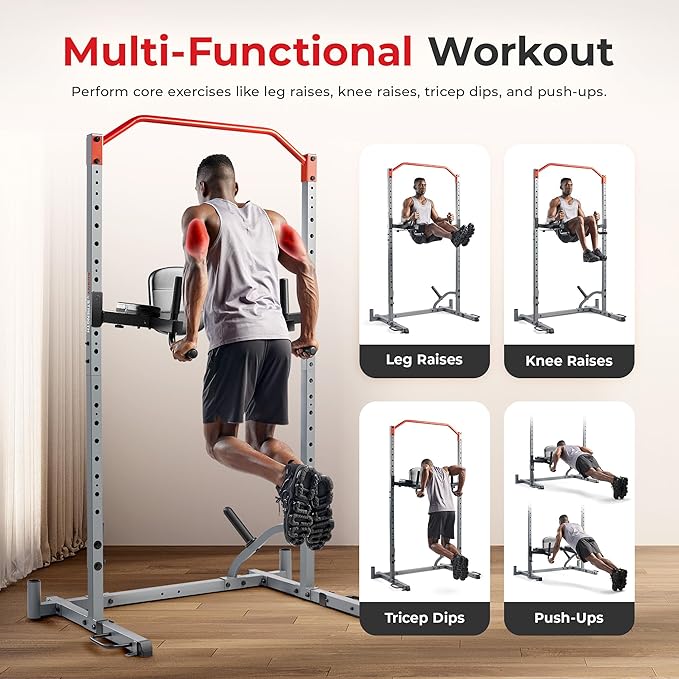 Sunny Health & Fitness Power Cage Squat Rack Attachments for Home Gym | Strength Training, Expanded Workout Variety, Durable Construction, Secure Fit, Quick Installation, Versatile Exercise Support