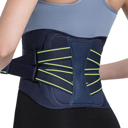 aoFIT Back Brace for Lower Back Pain Relief, Adjustable Lumbar Support Belt with Steel Plates, Dual Compression, Breathable 3D Knit Fabric, Slim Waist Design for Work, Gym, Sciatica, Herniated Disc M