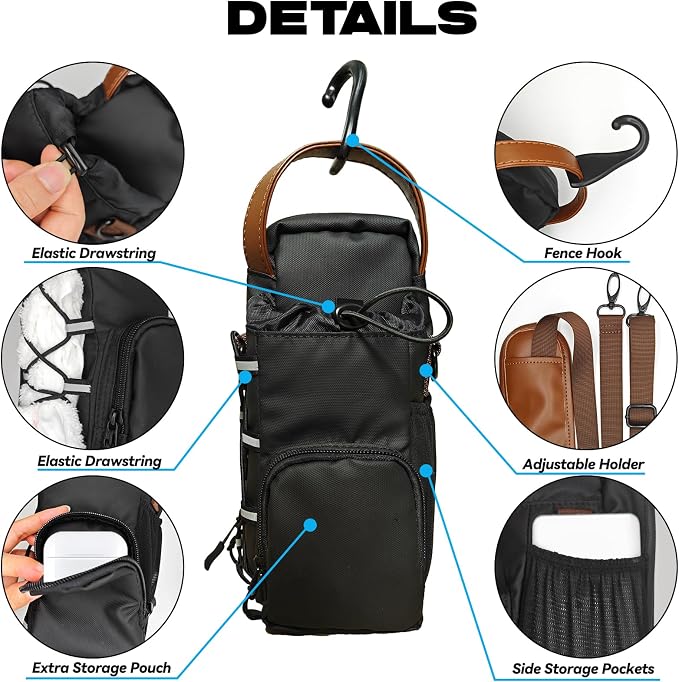 Magnetic Gym Bag for Men and Women, Magnetic Water Bottle Holder for Gym, Small Gym Bag, Gym Gifts for Women and Men (Black-brown, <40 OZ)