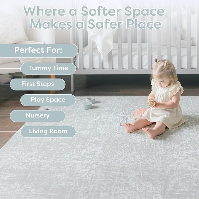 Little Landings Baby Play Mat for Floor - Eden (4x6ft) - Premium EVA Foam Play Mat for Babies & Toddlers (Ages 0-5+) - Non-Toxic Playmat for Tummy Time, Crawling & Playroom - Stylish & Comfortable