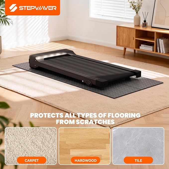 Stepwaver Walking Pad Mat for Carpet, Treadmill Mat for Hardwood Floors | High Density, 1/4 Thickness, Foldable, Floor Protection for Bike, Elliptical, Treadmill, Walking Pad